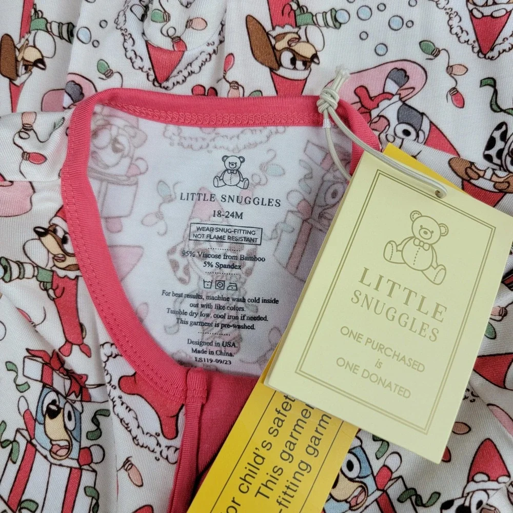 Little‎ Snuggles Bamboo Christmas Dog Elf Zipper Pajamas Romper 18-24M NWT